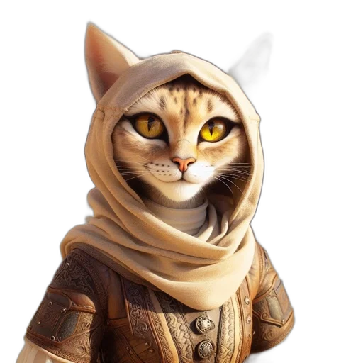 staff, jacket, animal, face, fantasy art, concept art, 3d render, photorealistic transparent PNG cut-out