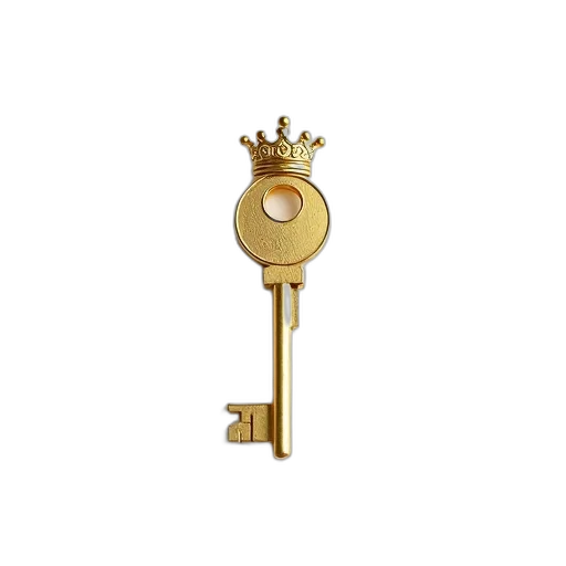 jewelry, crown, furniture, staff, 3d render, golden, key, crown-shaped transparent PNG cut-out