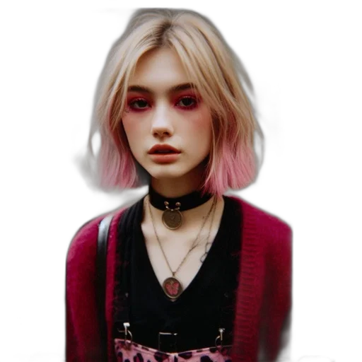 face, hair, jewelry, jacket, photorealistic, fantasy art, concept art, pixel art transparent PNG cut-out