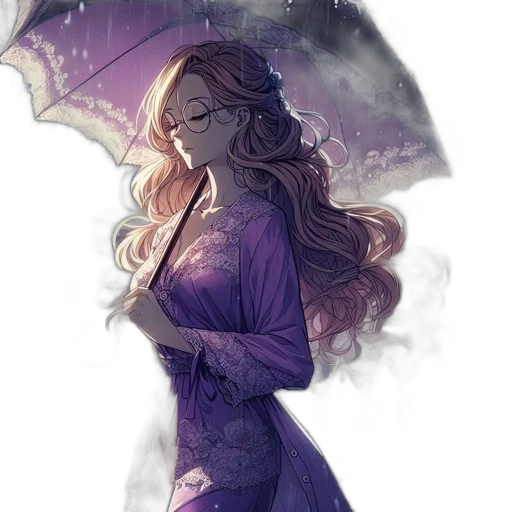 umbrella, dress, crown, staff, watercolor, fantasy art, concept art, pixel art transparent PNG cut-out