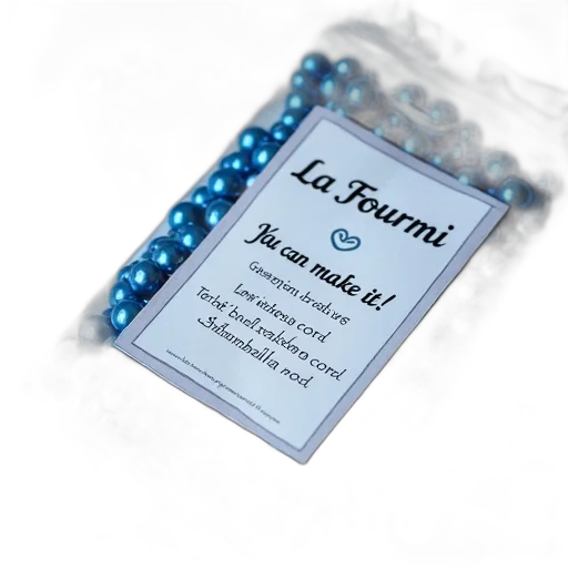jewelry, blue, package, beads, pearls, label, reads, fourmi transparent PNG cut-out