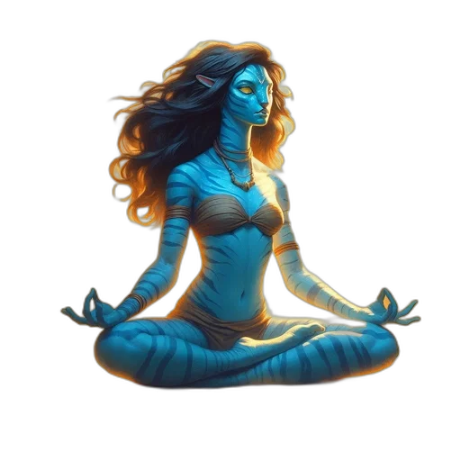 concept art, fantasy art, pixel art, comic book art, blue, ethereal, being, skin transparent PNG cut-out