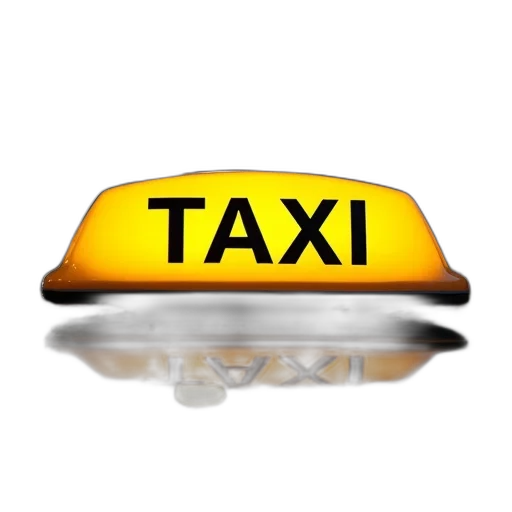 car, close-up, yellow, taxi, sign, word, black, letters transparent PNG cut-out