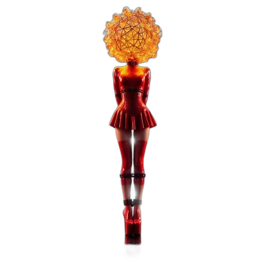 staff, dress, crown, flower, 3d render, concept art, pixel art, fire transparent PNG cut-out