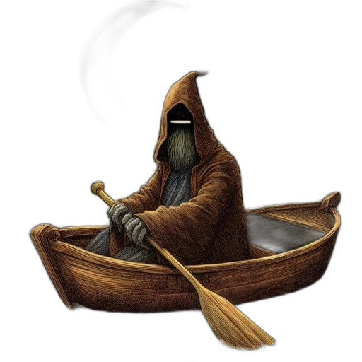 mask, staff, creature, concept art, fantasy art, pixel art, comic book art, fog transparent PNG cut-out