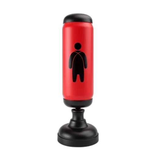 bottle, staff, umbrella, robot, 3d render, red, punching, bag transparent PNG cut-out
