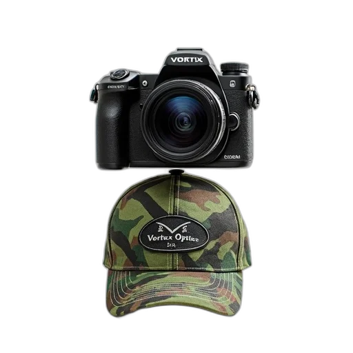 hat, weapon, photorealistic, black, camera, vortex, optics, logo transparent PNG cut-out