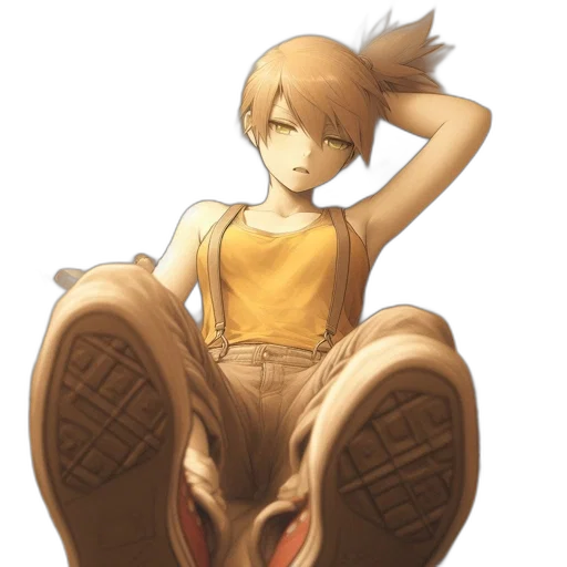shoes, hair, weapon, creature, concept art, pixel art, anime, watercolor transparent PNG cut-out
