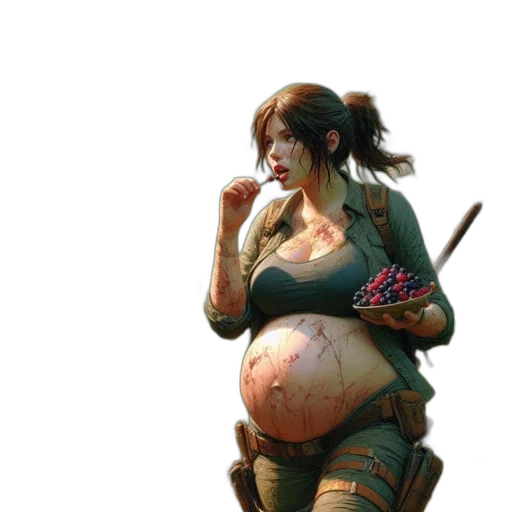 concept art, fantasy art, cyberpunk, comic book art, green, earth tones, pastel, pregnant transparent PNG cut-out