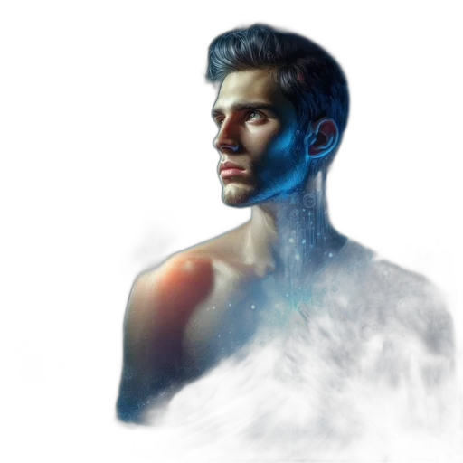 face, photorealistic, concept art, fantasy art, watercolor, neon lights, outer space, fog transparent PNG cut-out