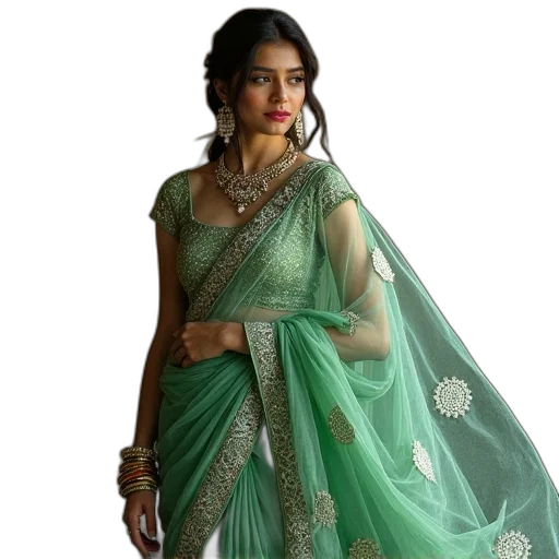 jewelry, dress, photorealistic, green, net, embroidered, work, designer transparent PNG cut-out