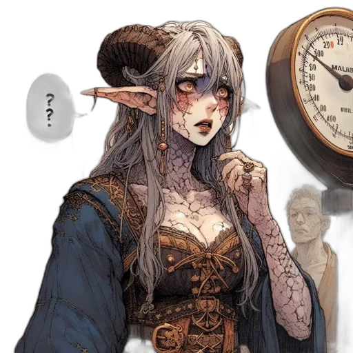 mask, dress, staff, face, concept art, fantasy art, anime, watercolor transparent PNG cut-out