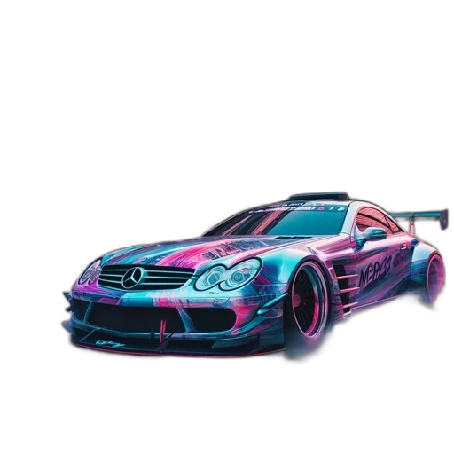car, weapon, 3d render, concept art, vaporwave, photorealistic, neon, pastel transparent PNG cut-out