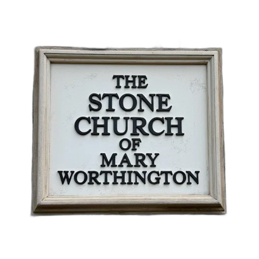 close-up, view, stone, wall, plaque, reads, church, mary transparent PNG cut-out