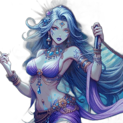 jewelry, fantasy art, concept art, comic book art, pixel art, underwater, blue, pastel transparent PNG cut-out