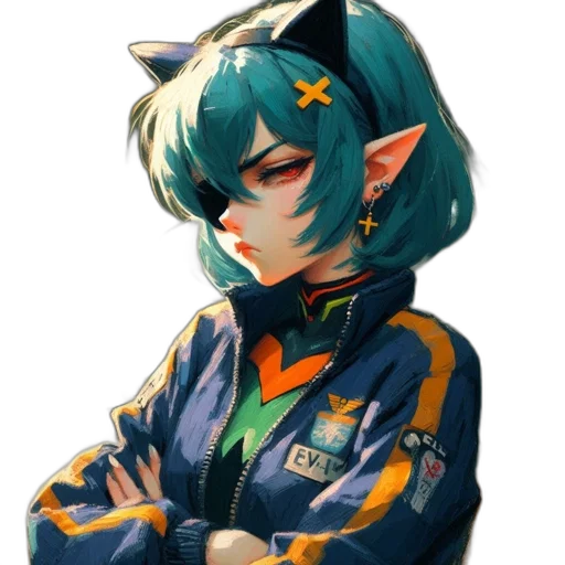 staff, jacket, mask, face, anime, pixel art, fantasy art, concept art transparent PNG cut-out