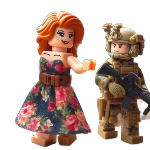 3d render, concept art, fire, underwater, earth tones, two, lego, figures transparent PNG cut-out