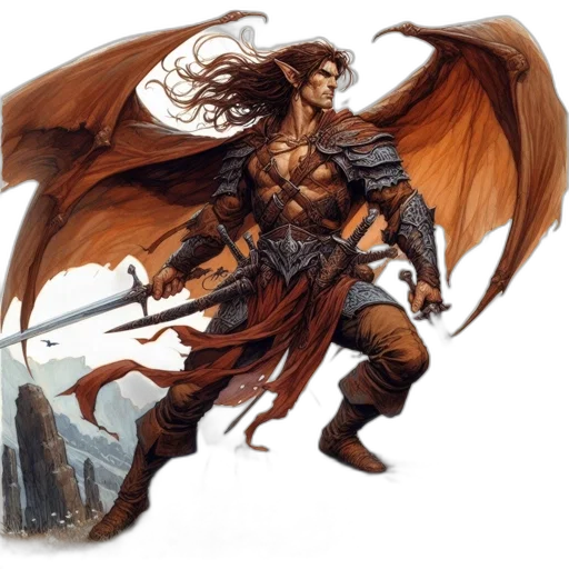 dragon, sword, fantasy art, concept art, comic book art, photorealistic, dark, winged transparent PNG cut-out