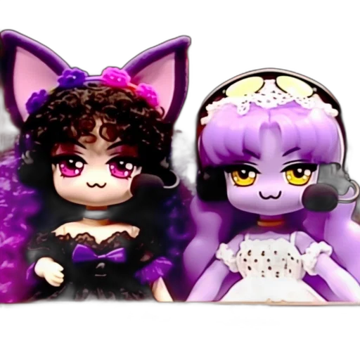concept art, 3d render, fantasy art, anime, two, animated, dolls, wear transparent PNG cut-out