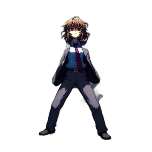 staff, jacket, creature, weapon, anime, pixel art, concept art, cartoon transparent PNG cut-out