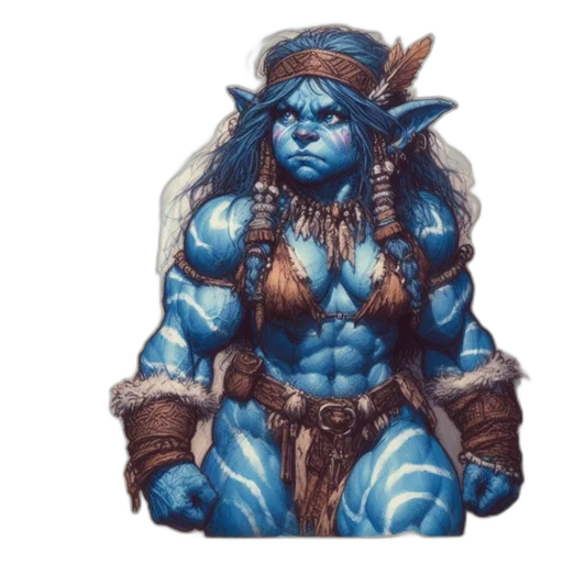fantasy art, concept art, pixel art, comic book art, blue, humanoid, figure, skin transparent PNG cut-out