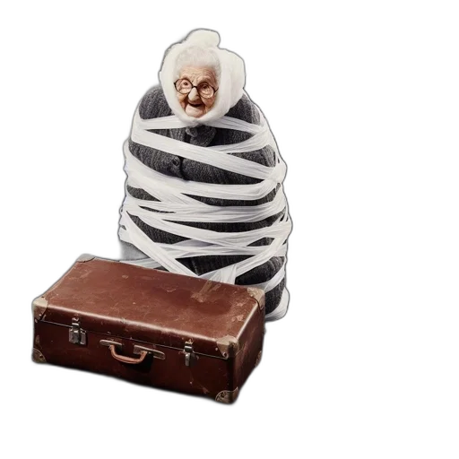 creature, mask, furniture, animal, 3d render, concept art, elderly, woman transparent PNG cut-out