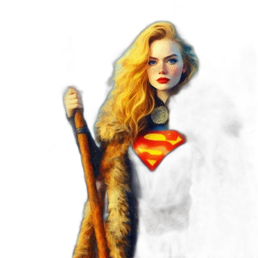 comic book art, fantasy art, photorealistic, concept art, woman, wooden, boat, stands transparent PNG cut-out
