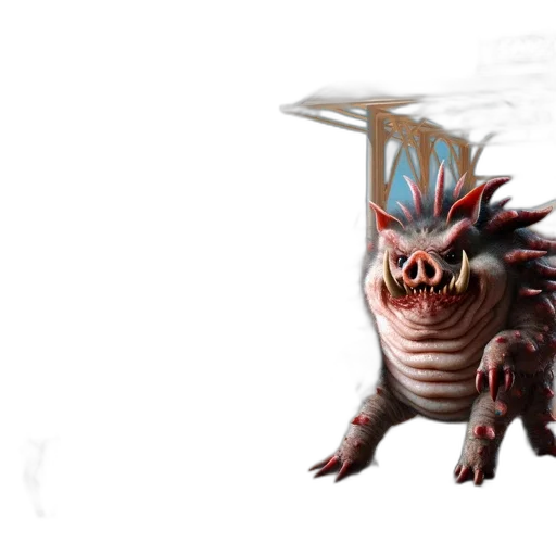 creature, dragon, mask, staff, concept art, fantasy art, 3d render, pixel art transparent PNG cut-out