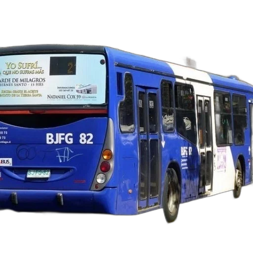 3d render, blue, bus, number transparent PNG cut-out