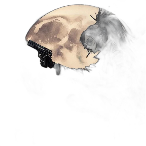 mask, hat, hair, face, concept art, watercolor, photorealistic, anime transparent PNG cut-out