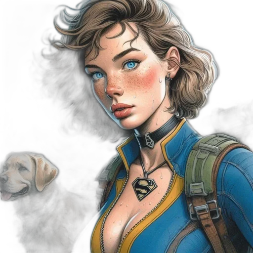comic book art, concept art, fantasy art, watercolor, blue, female, character, eyes transparent PNG cut-out