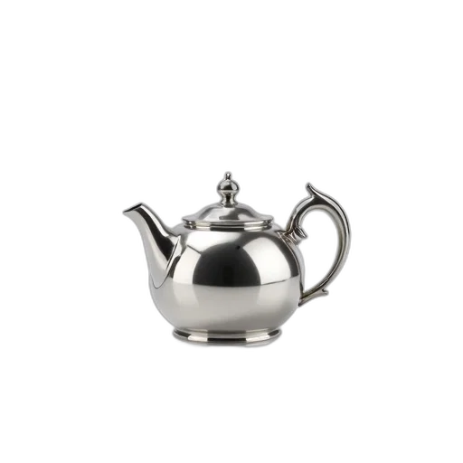 staff, 3d render, photorealistic, silver, teapot, reflective, surface, curved transparent PNG cut-out