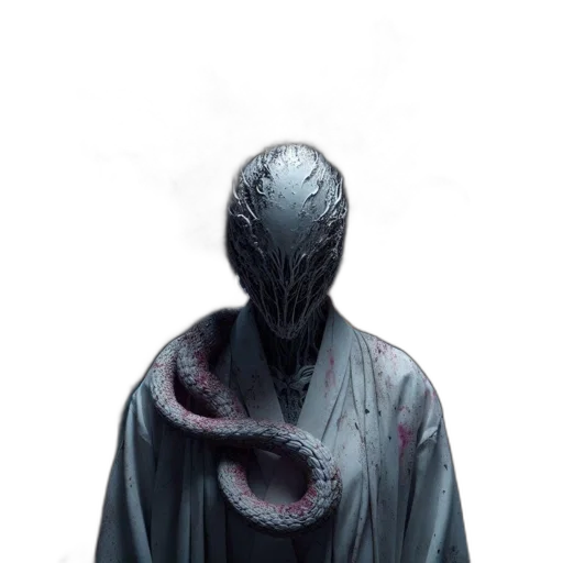 mask, jacket, creature, face, concept art, 3d render, photorealistic, comic book art transparent PNG cut-out