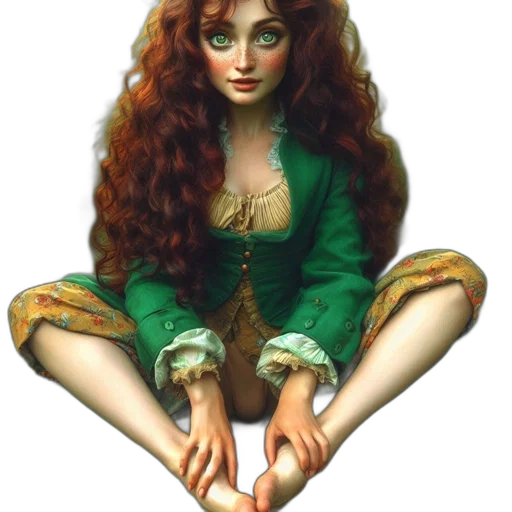 jewelry, dress, fantasy art, concept art, photorealistic, oil painting, green, young transparent PNG cut-out