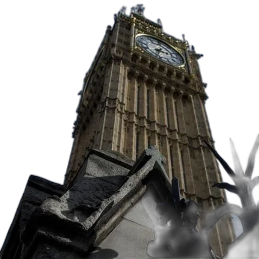 building, 3d render, photorealistic, concept art, clock, tower, blue, sky transparent PNG cut-out