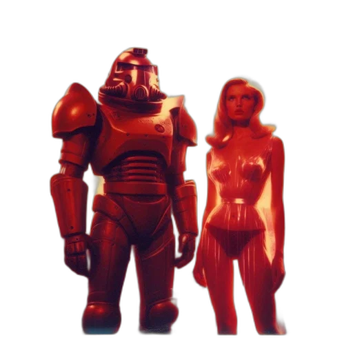robot, concept art, 3d render, pixel art, fantasy art, outer space, fire, red transparent PNG cut-out