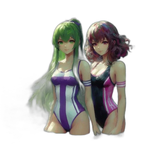 dress, hair, concept art, 3d render, pixel art, vaporwave, green, pastel transparent PNG cut-out