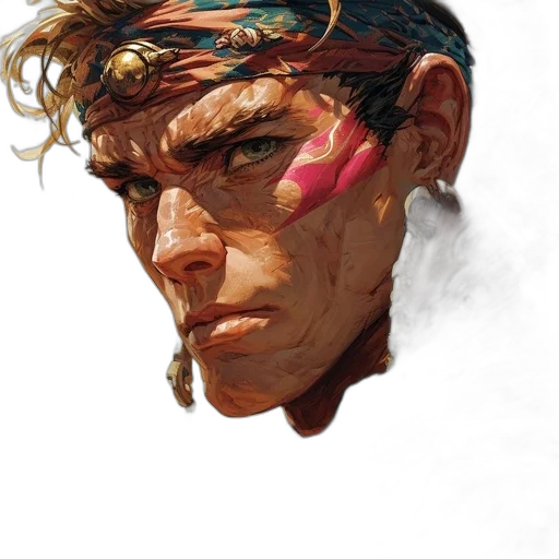 face, mask, weapon, staff, comic book art, concept art, photorealistic, cyberpunk transparent PNG cut-out