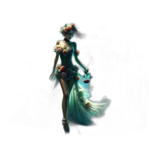 staff, dress, dragon, jewelry, concept art, fantasy art, pixel art, 3d render transparent PNG cut-out