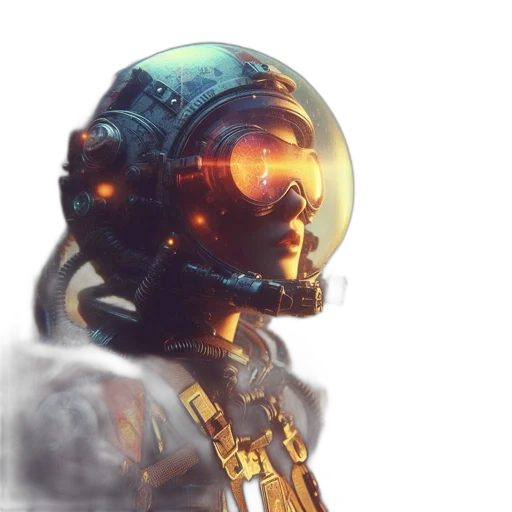 robot, face, mask, staff, concept art, 3d render, cyberpunk, fantasy art transparent PNG cut-out