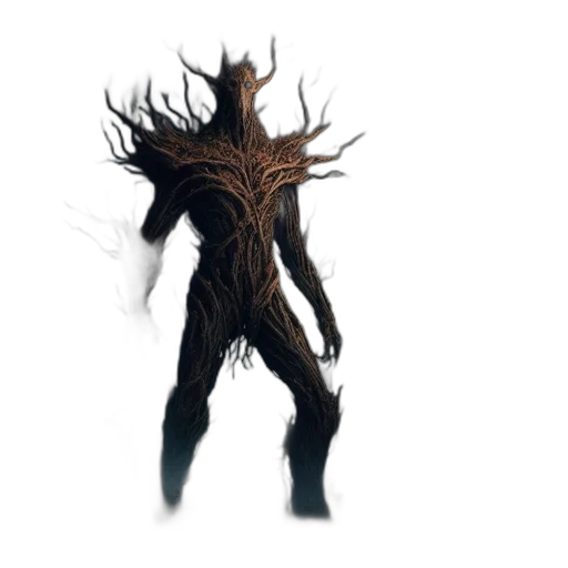creature, hair, staff, tree, concept art, fantasy art, 3d render, comic book art transparent PNG cut-out
