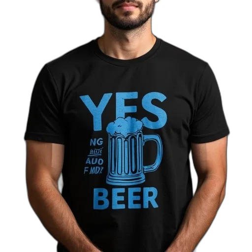 man, wearing, black, t-shirt, blue, graphic, design, featuring transparent PNG cut-out