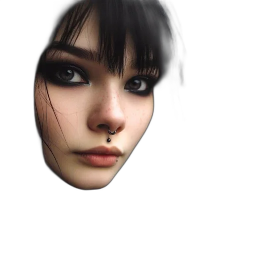 face, mask, robot, hair, photorealistic, 3d render, fantasy art, concept art transparent PNG cut-out