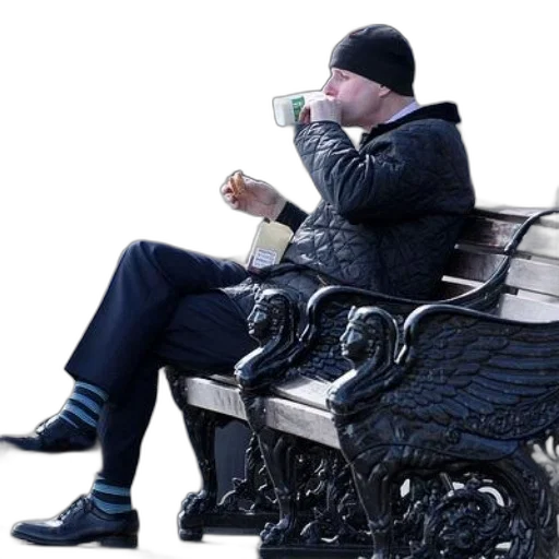 furniture, concept art, 3d render, photorealistic, cyberpunk, snow, city street, man transparent PNG cut-out