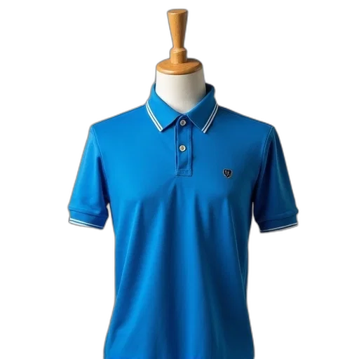 blue, polo, shirt, white, collar, small, stripe, left transparent PNG cut-out