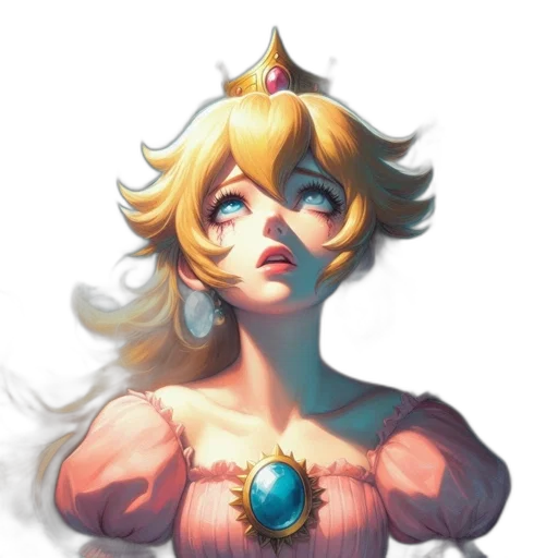 crown, dress, face, staff, fantasy art, concept art, pixel art, anime transparent PNG cut-out