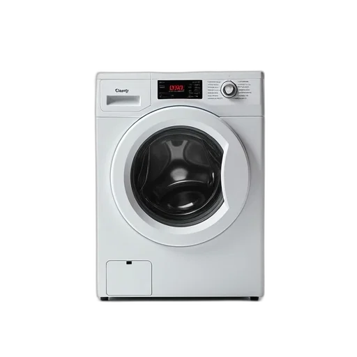 robot, photorealistic, 3d render, white, front-loading, washing, machine, digital transparent PNG cut-out
