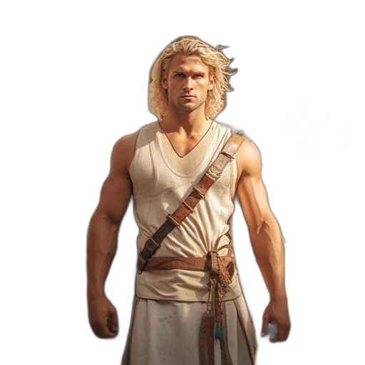 sword, staff, hair, concept art, fantasy art, 3d render, photorealistic, man transparent PNG cut-out