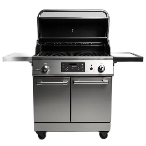 sleek, modern, stainless, steel, grill, digital, temperature, control transparent PNG cut-out