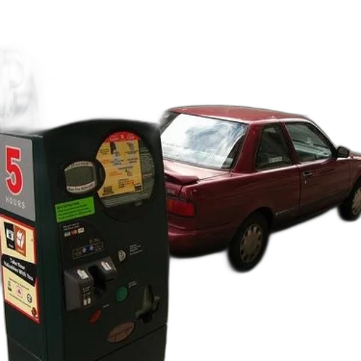 car, robot, 3d render, concept art, parking, meter, red, parked transparent PNG cut-out
